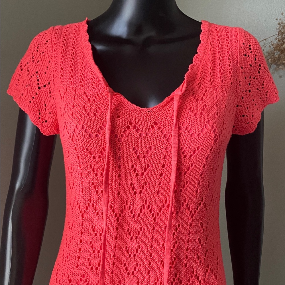 Rebellion Vibrant Coral Knit Dress - Picture 4 of 13